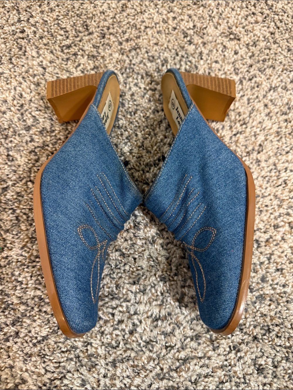 Jennifer Lauren embroidered denim western mules 8 - Picture 2 of 8